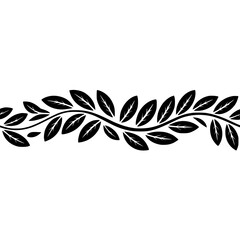 Elegant Black Leafy Vine Border on White Background © MatandSterre