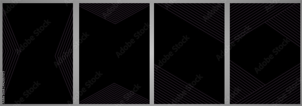 Poster cover template set with 4 different shape | line stripe pattern with many angle for book cover, card