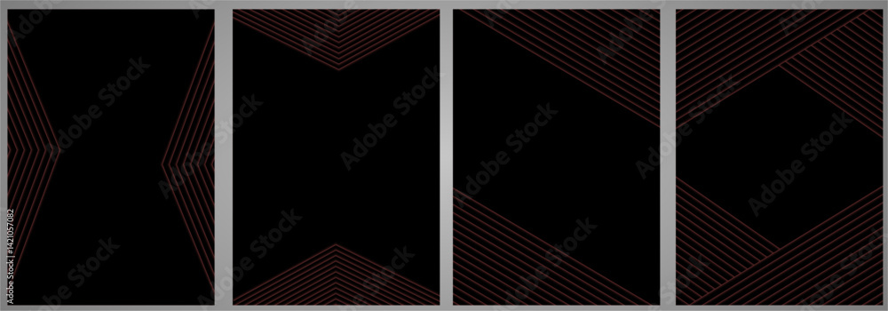 Poster cover template set with 4 different shape | line stripe pattern with many angle for book cover, card