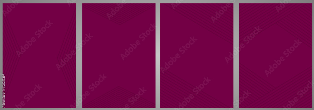 Poster cover template set with 4 different shape | line stripe pattern with many angle for book cover, card