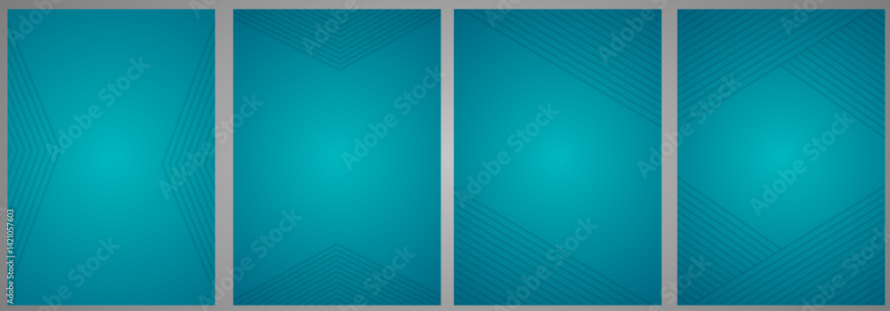 Poster cover template set with 4 different shape | line stripe pattern with many angle for book cover, card
