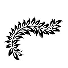 Elegant Black Leaf Ornament on White Background