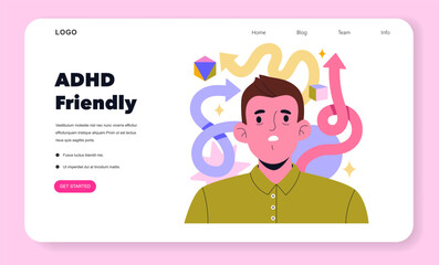 ADHD Friendly. Flat Vector Illustration