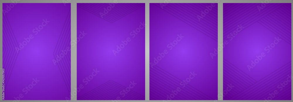 Poster cover template set with 4 different shape | line stripe pattern with many angle for book cover, card