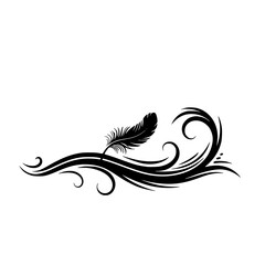 Elegant Feather and Swirls Vector Illustration