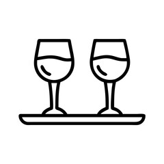 Two Glasses of Wine on Tray Icon Design
