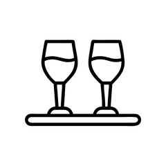 Two Glasses of Wine on Tray Icon Design