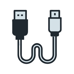 USB Cable with Connectors Icon Design