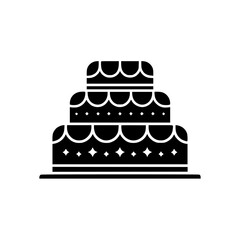 Black & White Tiered Cake Icon, Minimalist Design