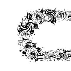 Elegant Black and White Floral Frame: Stylish Border Design