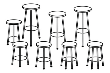 Industrial Steel Bar Stools on White Background