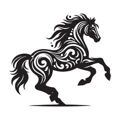 create simple black Horse Silhouette Vector  with white background 