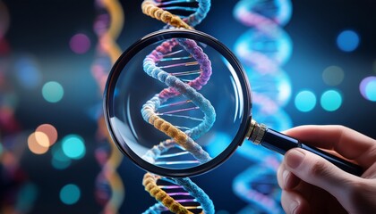 DNA Sequence Examined Under a Magnifying Glass