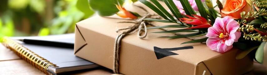 Eco-Friendly Workplace Scene with Natural Elements and Floral Decoration for Sustainable Living Inspiration