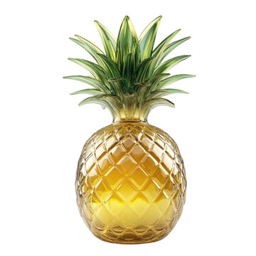 Glass pineapple design vibrant yellow and green tropical fruit decor
