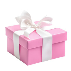 Obraz premium Pink Present: A beautifully wrapped present, in a vivid pink box tied elegantly with a pristine white ribbon, symbolizing the joy of gifting and the anticipation of the unexpected surprise.