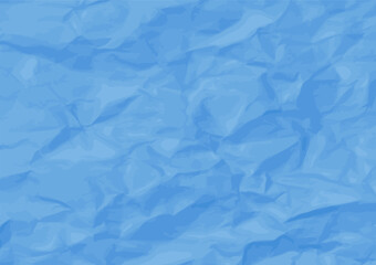 Crumpled colored paper background. Horizontal, blue, crumpled paper texture for posters, banners, any design template. Simple a little wrinkled blank sheet. Vector illustration