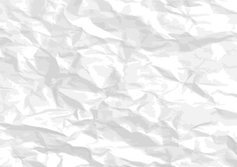 Crumpled paper background. Horizontal, white and clean crumpled paper texture for posters, banners, any designs. Simple white a little wrinkled sheet. Vector illustration