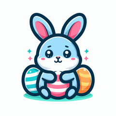 Fototapeta premium flat vector logo of rabbit , cute rabbit vector