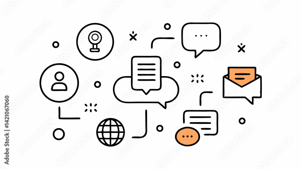 Poster speaking related line icons set with editable strokes perfect for communication apps online learning