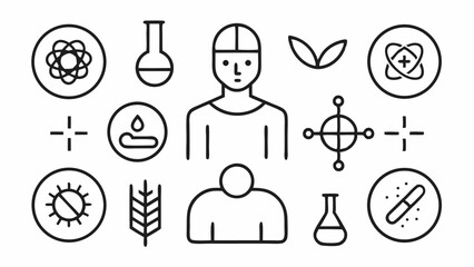 Stem cell research and therapy editable line icon set focused on regenerative medicine biology and innovative solutions