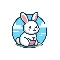 flat vector logo of  rabbit , cute rabbit vector