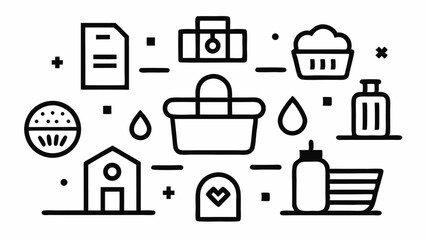Supermarket department icon set editable vector line style representing food aisles retail sections and grocery store variety