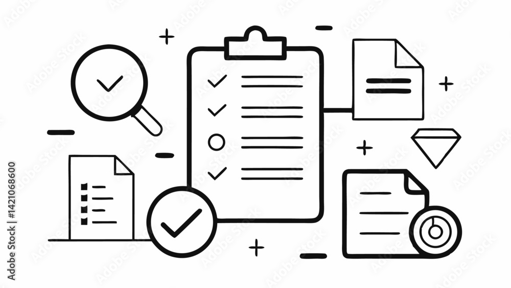 Poster task management line editable icon set crafted in vector style suitable for productivity workflow vi