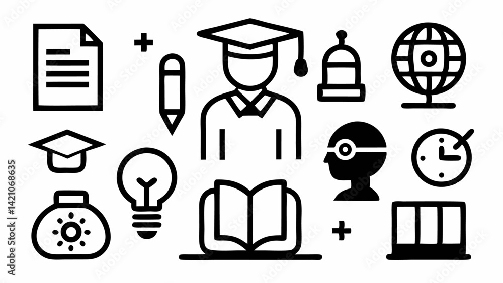 Aufkleber editable teacher line icons vector set illustrating learning teaching classroom instruction academic