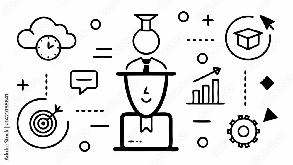 Poster professional teamwork icon set in editable line vector format great for business presentations colla
