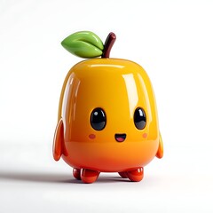 Cute orange fruit character on white background
