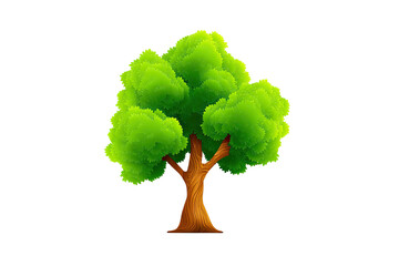 A stylized tree icon with realistic bark and green foliage, simple trunk and lush top, centered on a 