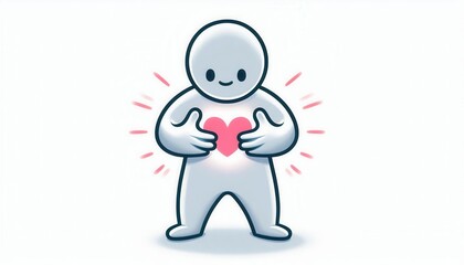 Fototapeta premium Heartfelt connection emotive character expressing love in a minimalist style illustration
