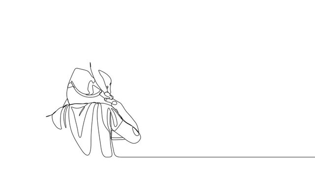 Father and daughter one line art concept motion graphic animated 4k template. Fatherhood concept line art animation. Happy father and daughter line art video. Happy Father's day concept line art.
