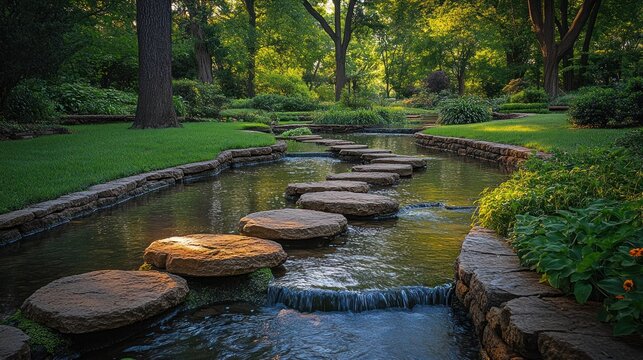 Serene Garden Path: A Tranquil Walk Through Nature's Embrace