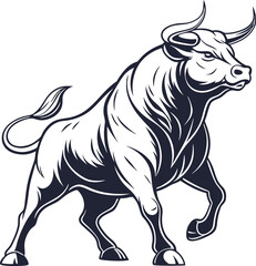 Bull Illustration With White Background
