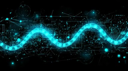 Futuristic Glowing DNA Strand Animation, Digital Connectivity and Technology Concept - Powered by Adobe