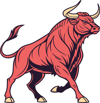 vector illustration of a bull with horns