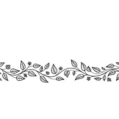 Fototapeta premium Elegant Black & White Floral Border on Creamy Background