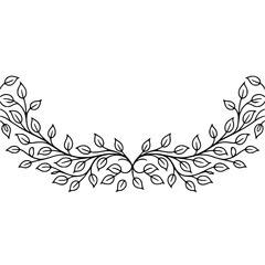Elegant Leaf Branch Border in Black & White: Floral Design Element