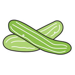 Cucumber, hand drawn doodle illustration, vector