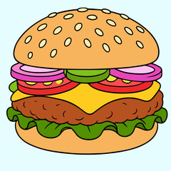 Delicious Burger Vector Logo Image