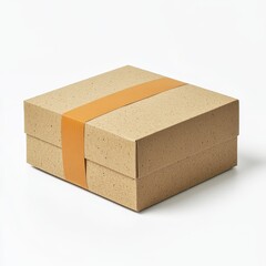 Plain Kraft Gift Box with a Mustard-Colored Accent