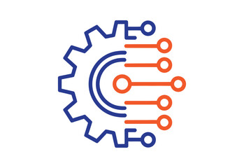 Gear and Circuit Technology Icon Vector Design