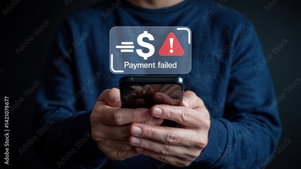 Aufkleber a mobile payment failure notification displayed on a smartphone.