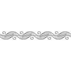 Minimalist Wave Border, Black Ink on White, Decorative Vector Design