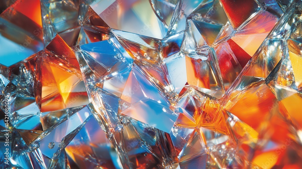 Poster glass shards reflect red and blue. use for futuristic or abstract concepts.