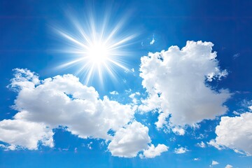 Bright sunny day with fluffy clouds