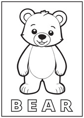 Cute Little Bear Coloring Page for Kids