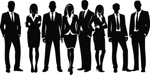 Business Team Silhouette Vector | Professional Office People Illustration